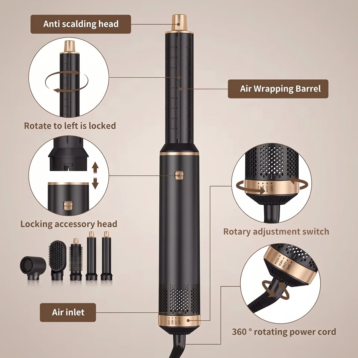 ZAVIO AirCurl: Twist Air Curler and Styling Set